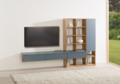Trend Sideboard Regal in grauem Mattglas und Eiche