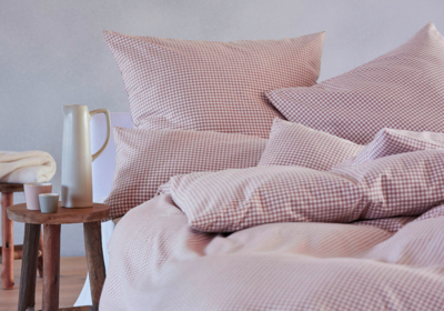 Cotonea Biber Bettwäsche Chalte Karomuster, Bio-Bettwäsche, Winterbettwäsche Organge Karomuster