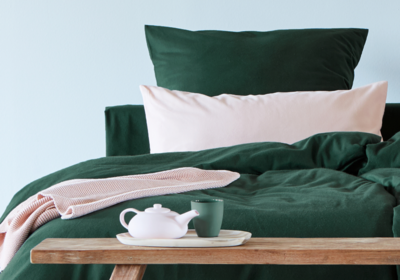 Cotonea Biber Bettwäsche Classic, Bio-Bettwäsche, Winterbettwäsche dunkelgrün