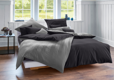 Cotonea Wendebettwäsche Satin Biber anthrazit-grau
