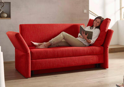 Wolkenweich Cassino, Schlafsofa in rot, Längsschläfer, Naturschlafsofa,