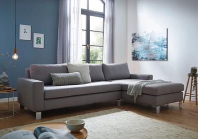 Wolkenweich Modulsofa Sirio, Ecksofa, Natursofa, Baukastensofa, Ecksofa in grau